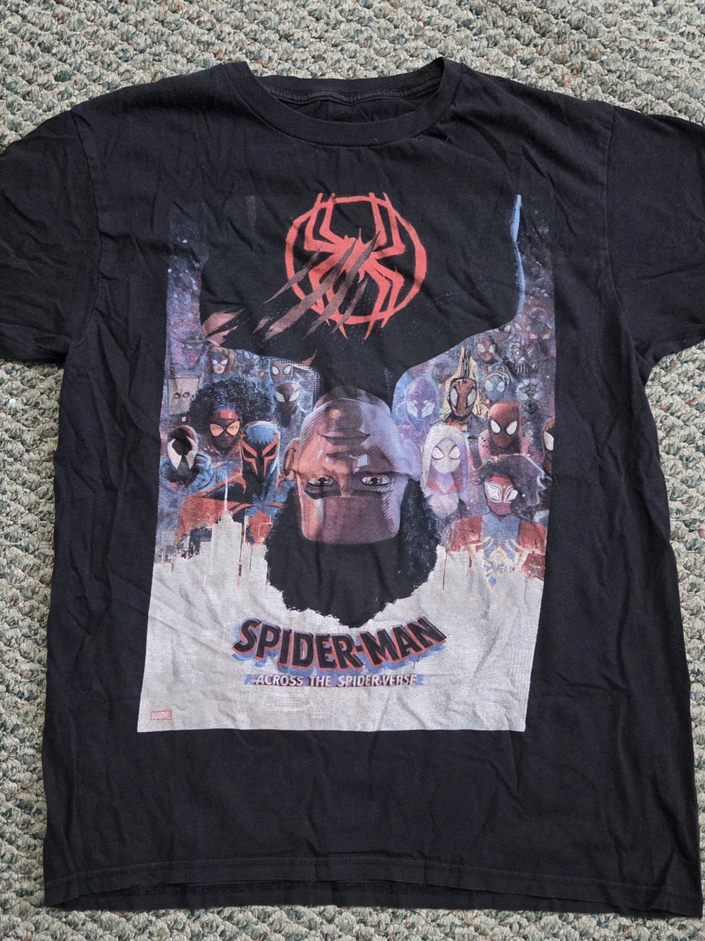 Marvel Spider-Man Across the Spider-Verse Graphic Tee - Black with Red Accent